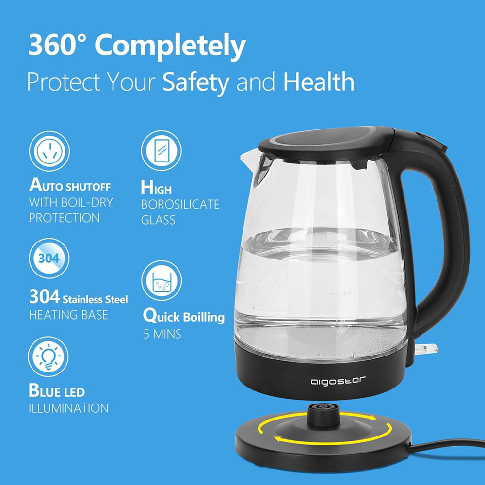 Aigostar King - Stainless Steel Electric Kettle 1.7L, 1100 Watts Hot Water Heater