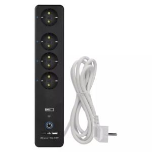 Gosmart Πολύπριζο 2m / 4 Πρίζες / με Διακόπτη / PVC / με USB και Wi-fi – EMOS P1422ST