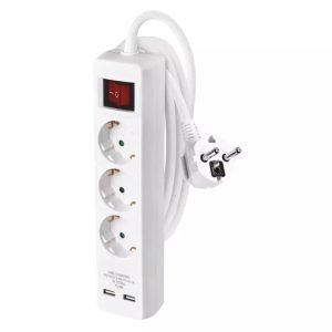 Πολύπριζο 2m / 3 Πρίζες / με Διακόπτη και USB – EMOS P1322RU