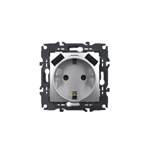PRIME Πριζα Σουκο Ασφαλειας 1x2p+e 16A 250VAC & 2 USB 5VDC 3.1a IP20 MAT Αλουμινιο 1000116303
