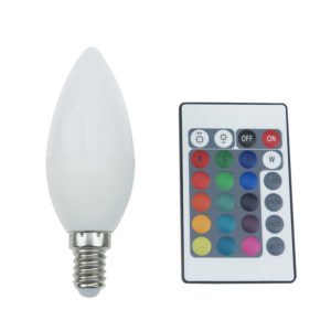 LED SMD CANDLE E14 230V 4W IR Rgb+3000k 270° 300lm Ra80 – C37414RGBWN