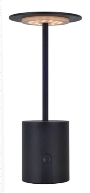 Πορτατιφ HERA Μαυρο 3000K DIM Επαναφορτιζομενο