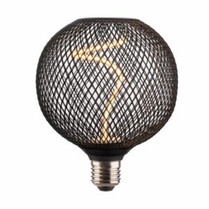 Λάμπα LED Metal Grid Black G125 Vortex 4.9W E27 Dimmable (1800K)